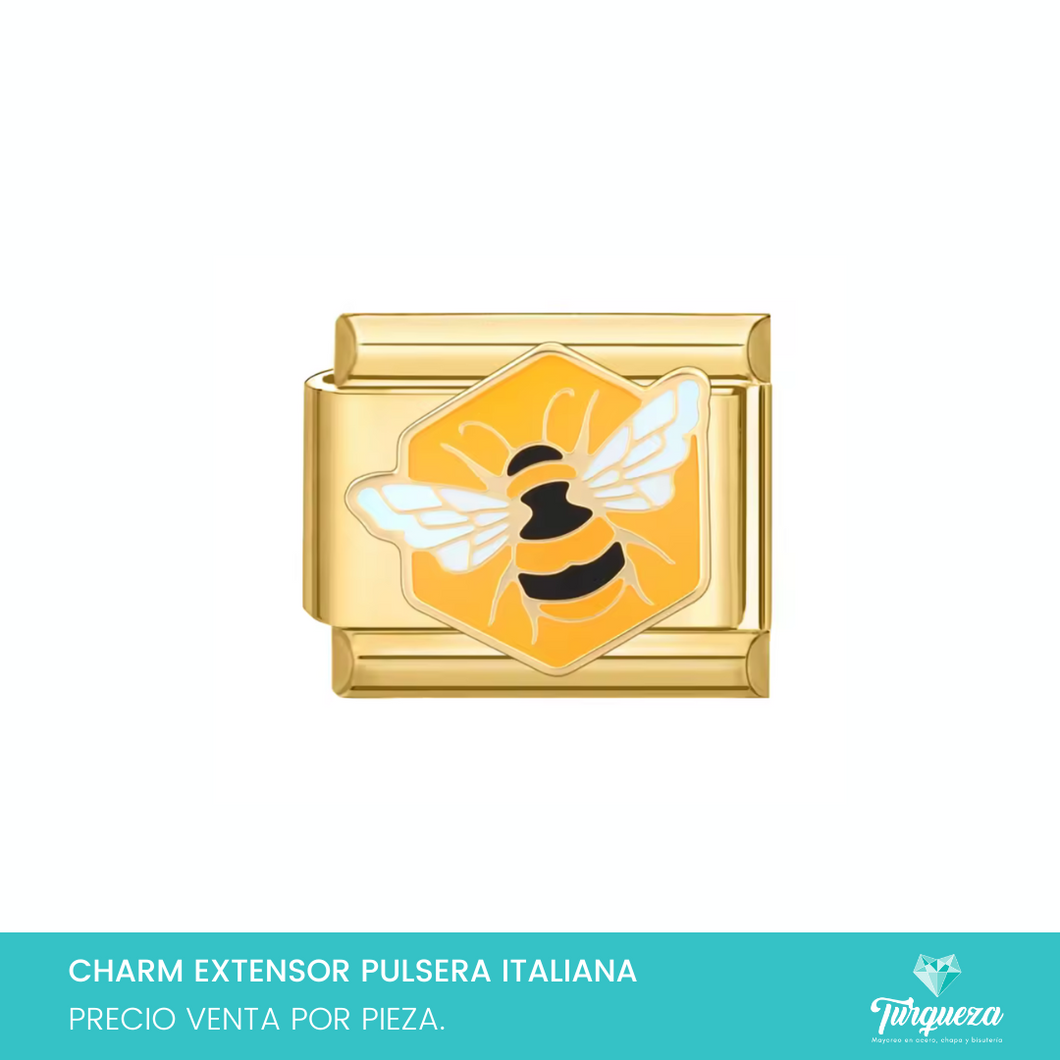 Dije Charm Abeja para Pulsera Tipo Italiana Dorado Acero Inoxidable