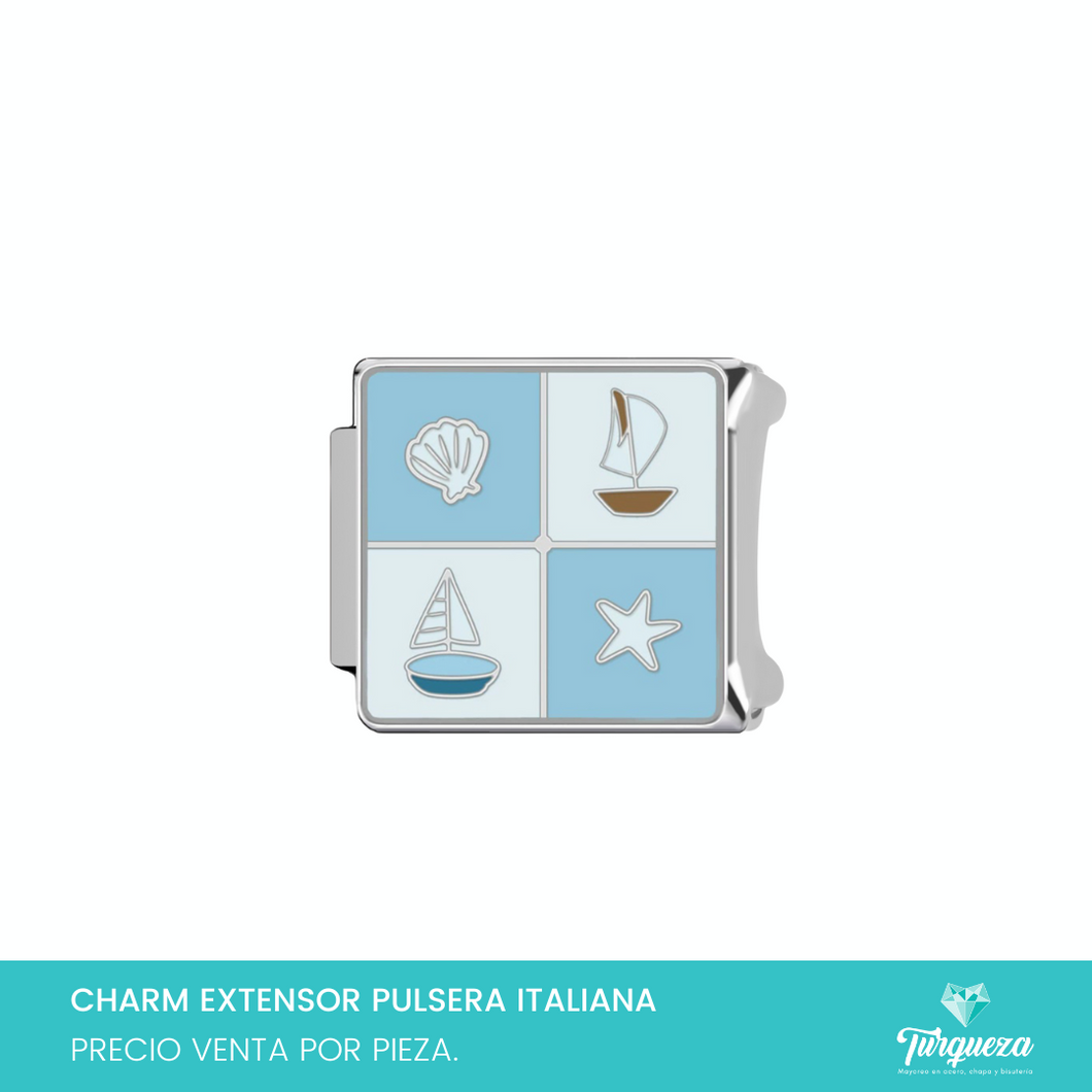 Dije Charm Mar para Pulsera Tipo Italiana Plateado Acero Inoxidable