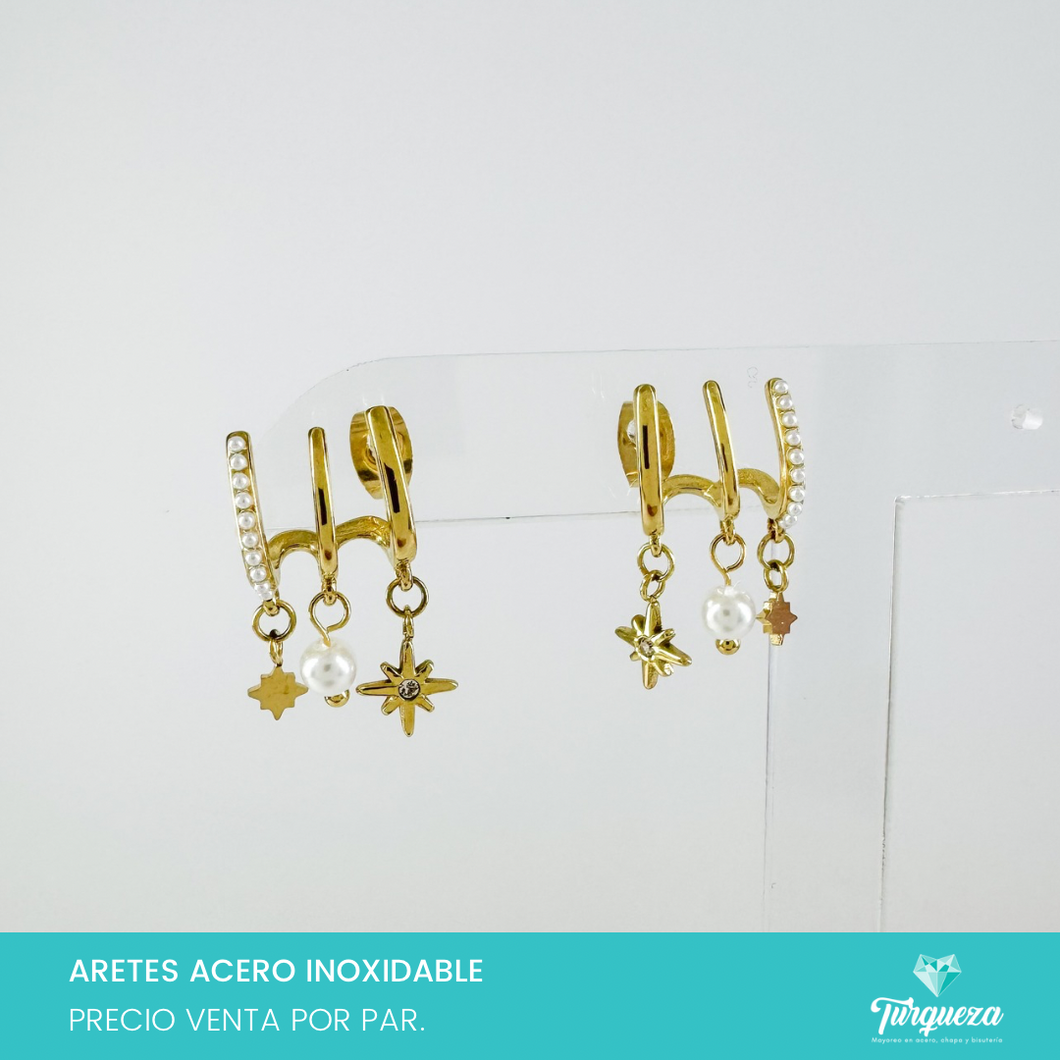 Arete Charms Dorado 1.5cm Acero Inoxidable