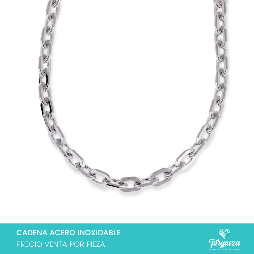 Cadena Oval Chunky Plateado (60cm-7mm) Acero Inoxidable