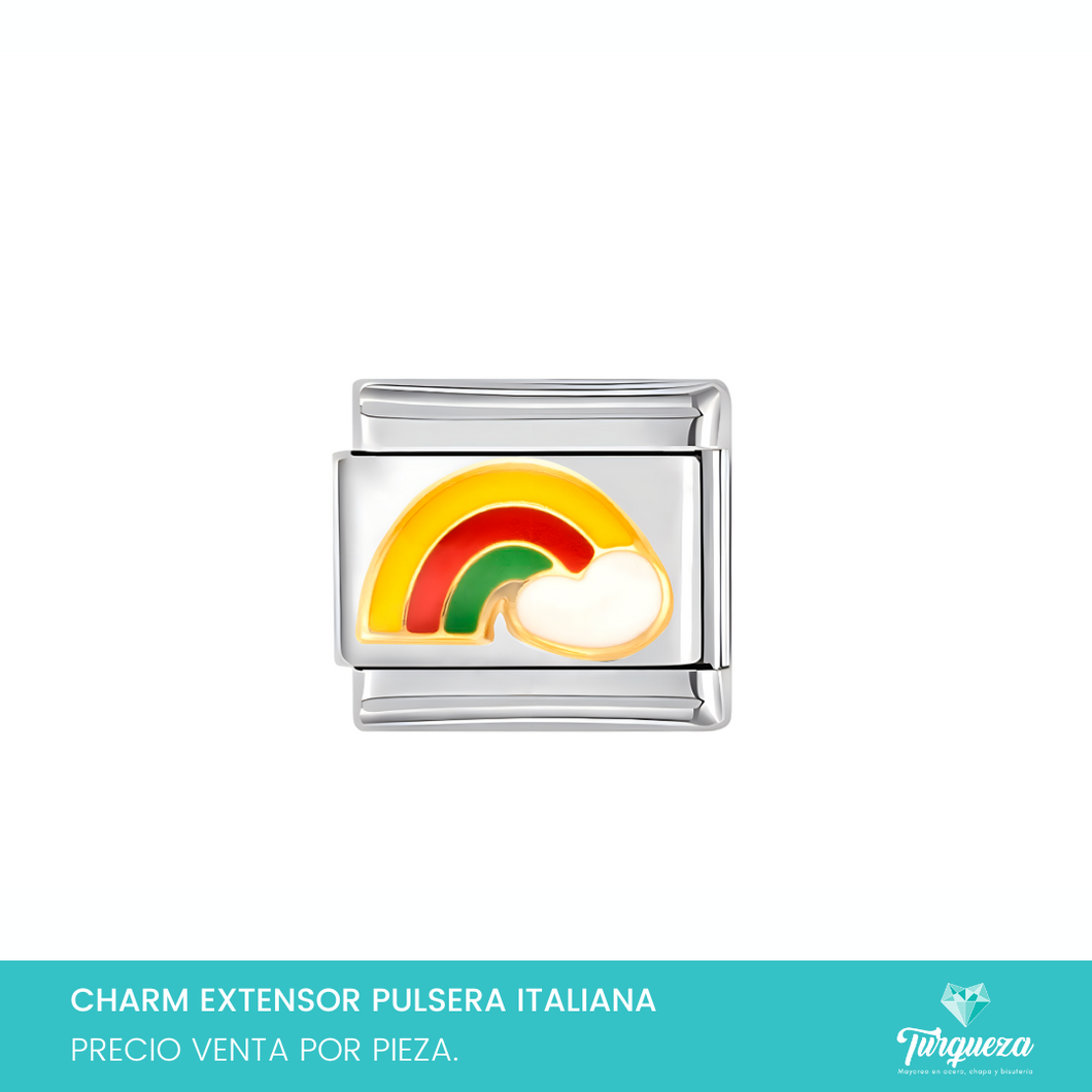 Dije Charm Arcoiris para Pulsera Tipo Italiana Plateado Acero Inoxidable