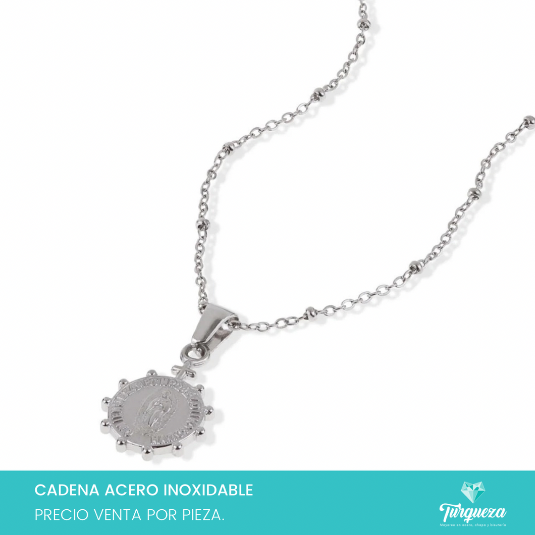 Collar Virgen Plateado Acero Inoxidable
