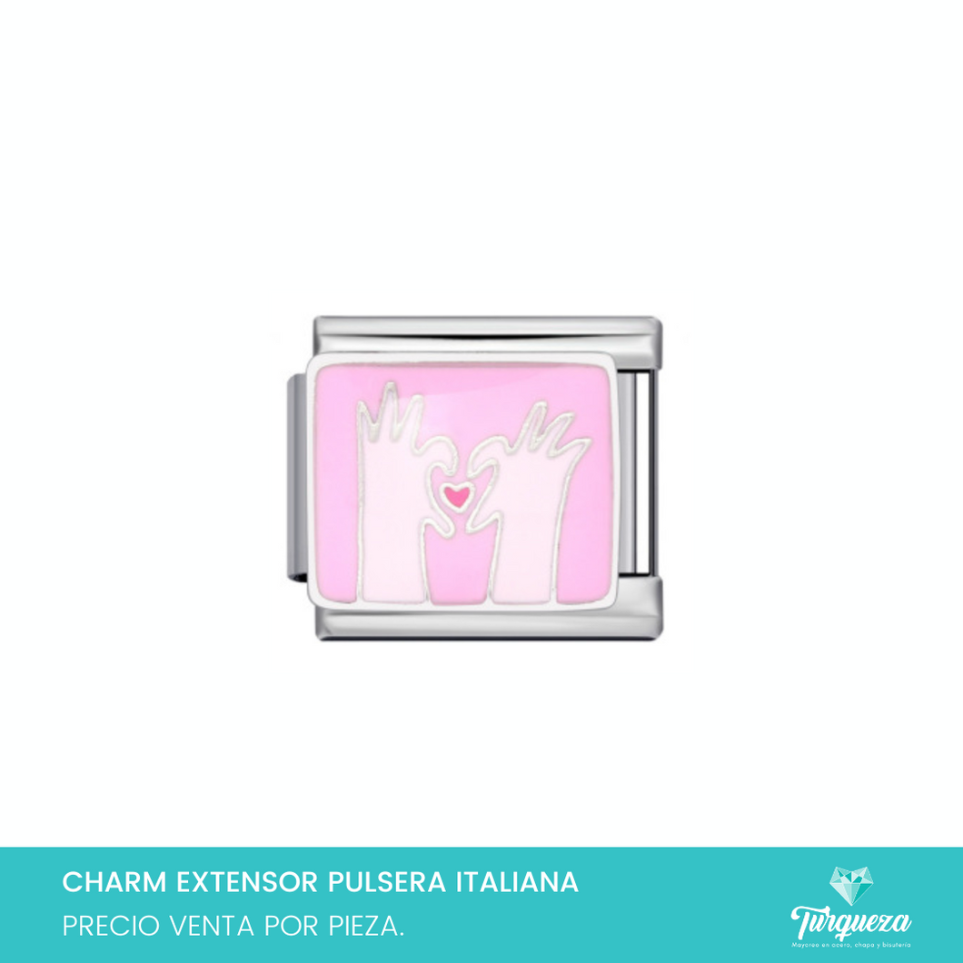 Dije Charm Mano Corazon para Pulsera Tipo Italiana Acero Inoxidable