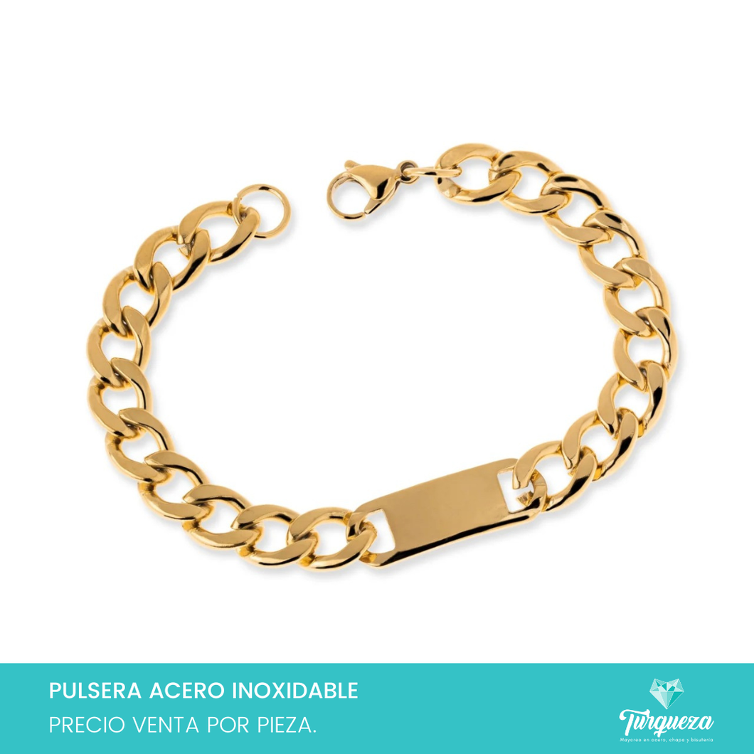 Pulsera Esclava Placa Acero Inoxidable (20cm-10mm)