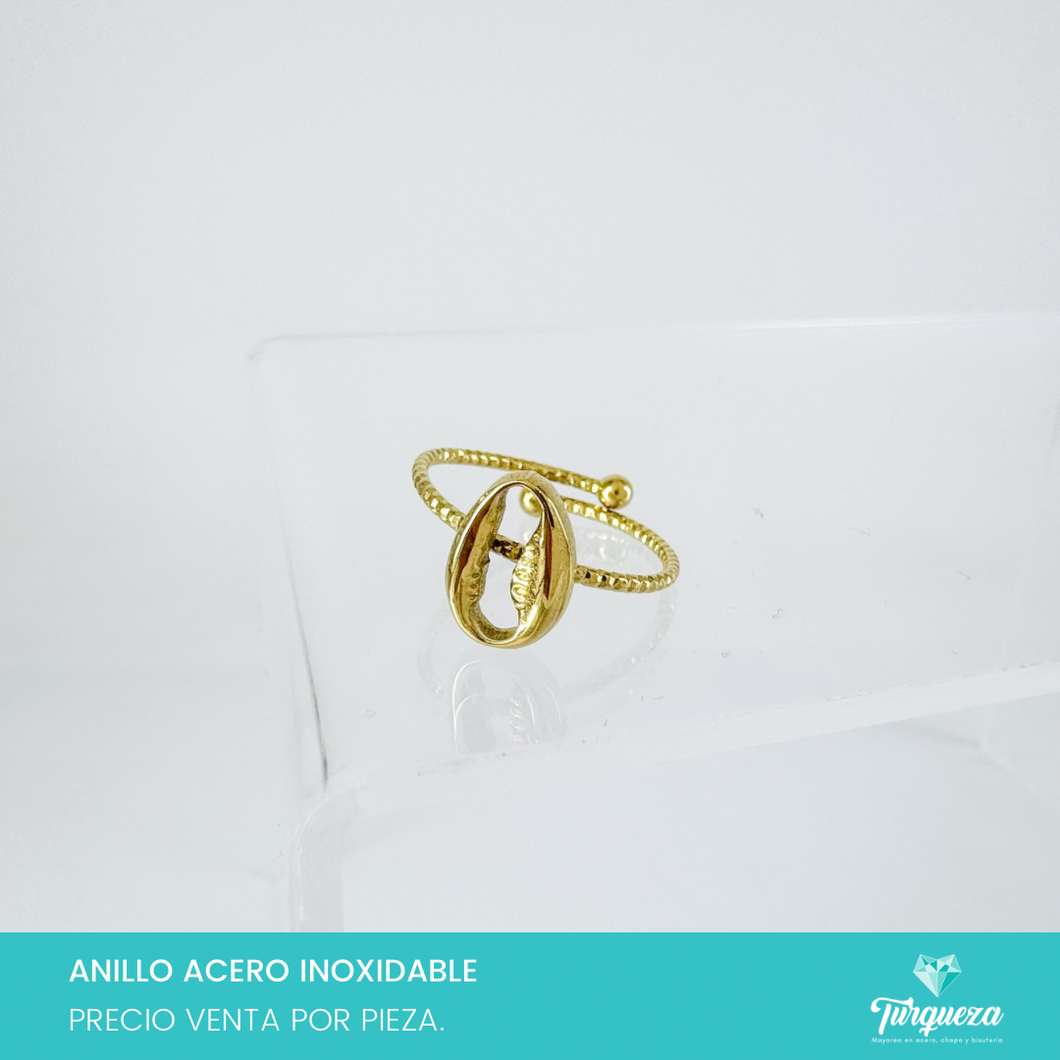 Anillo Concha Dorado Acero Inoxidable