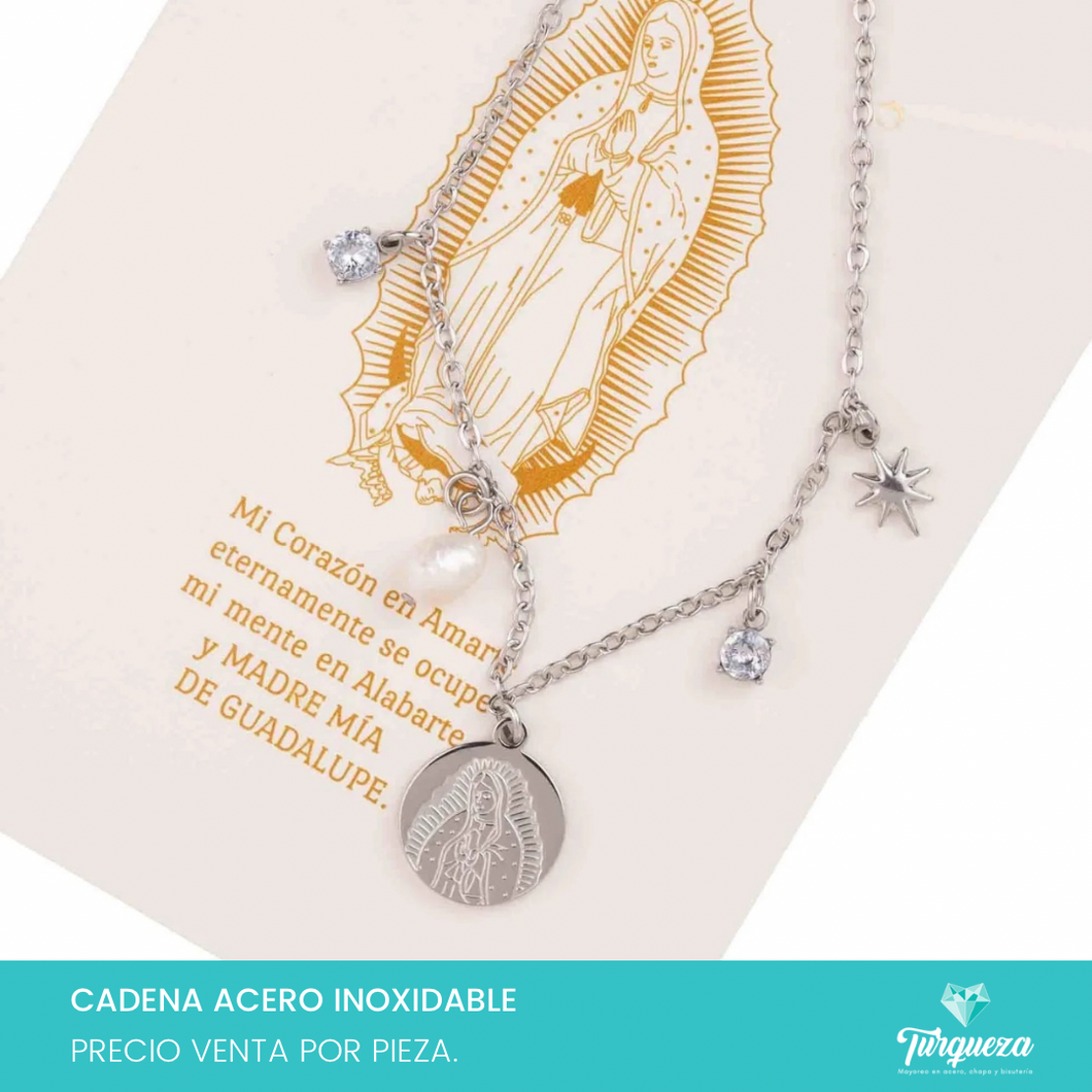 Collar Virgen Plateado Acero Inoxidable