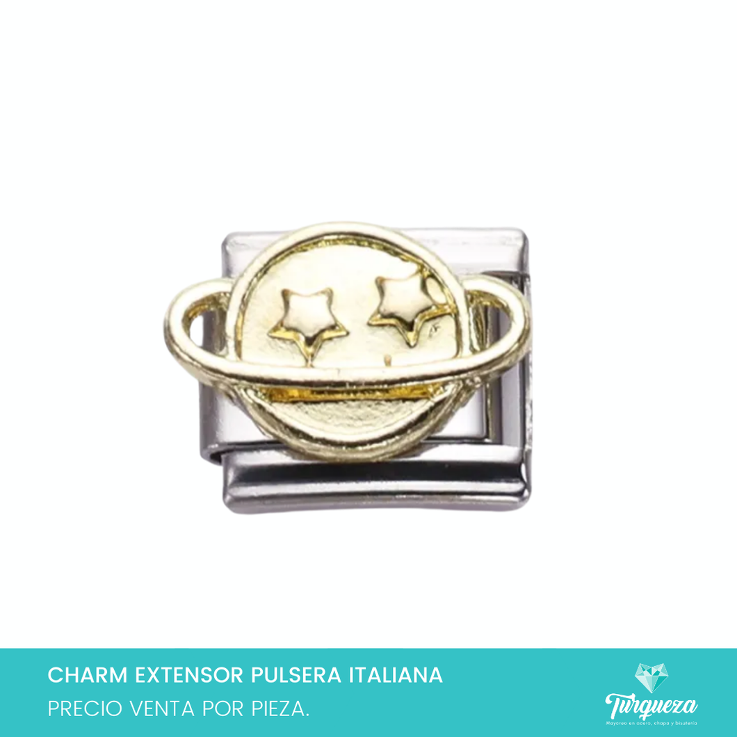 Dije Charm Planeta para Pulsera Tipo Italiana Plateado Acero Inoxidable