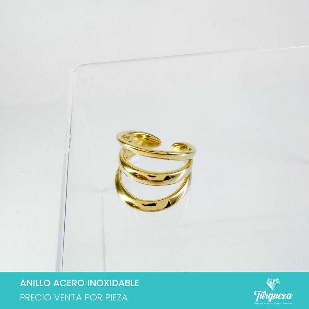 Anillo Triple Dorado Acero Inoxidable