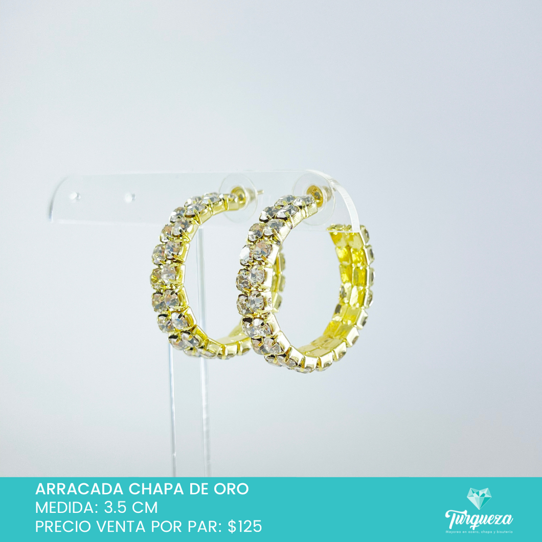 Arracada Zirconia en Brillos Chapa de Oro