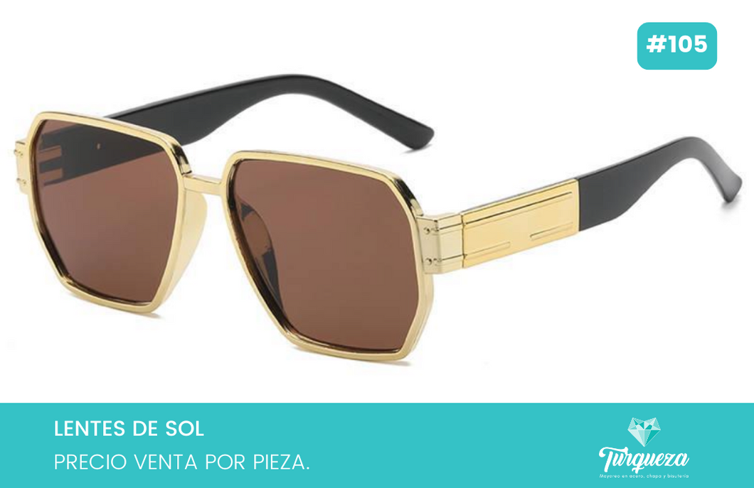 Lentes de Sol Aviador Cuadrado Dorado Cafe #105