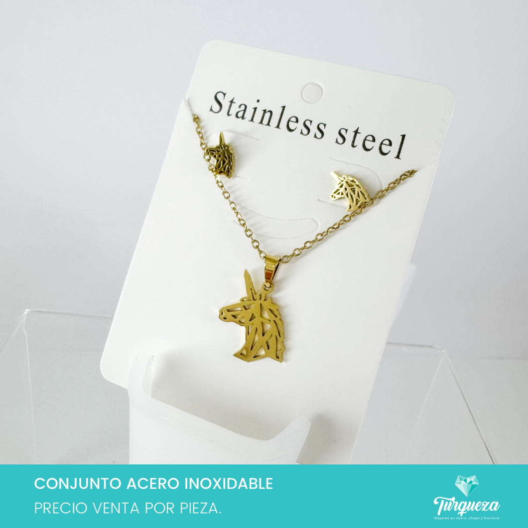 Conjunto Unicornio Acero Inoxidable