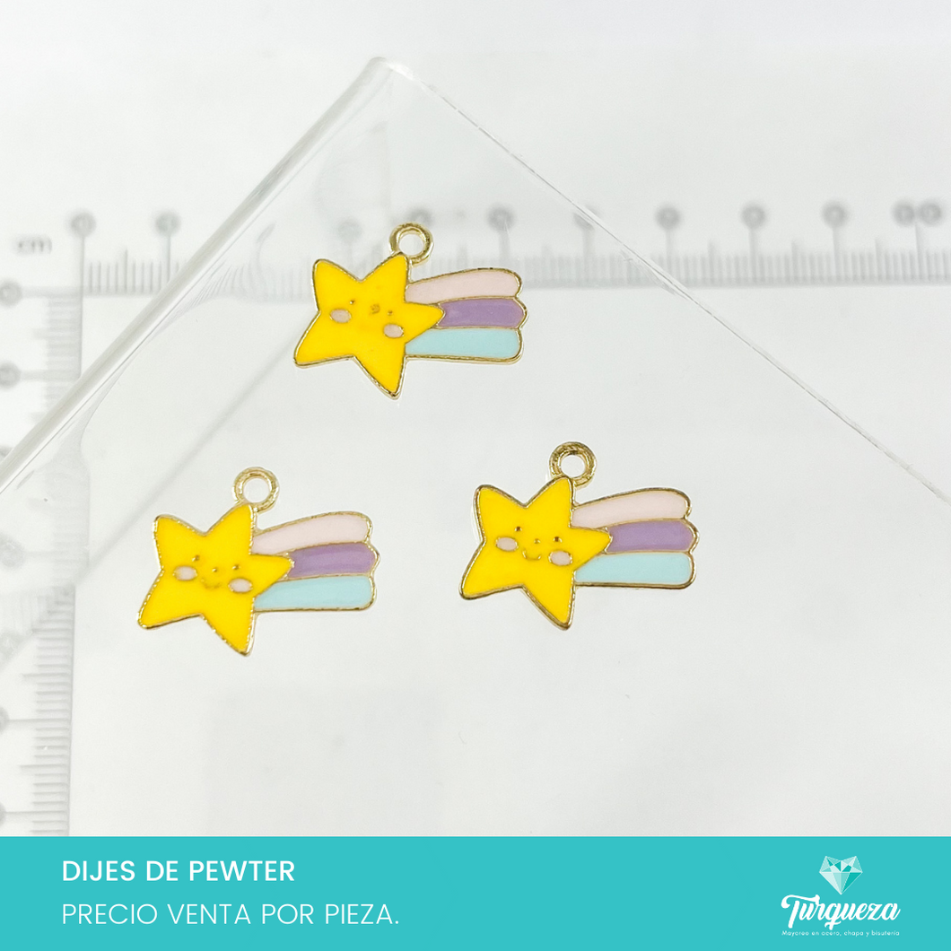 Dije Estrella Fugaz Esmaltado Dorado (1.5x2cm) Pewter