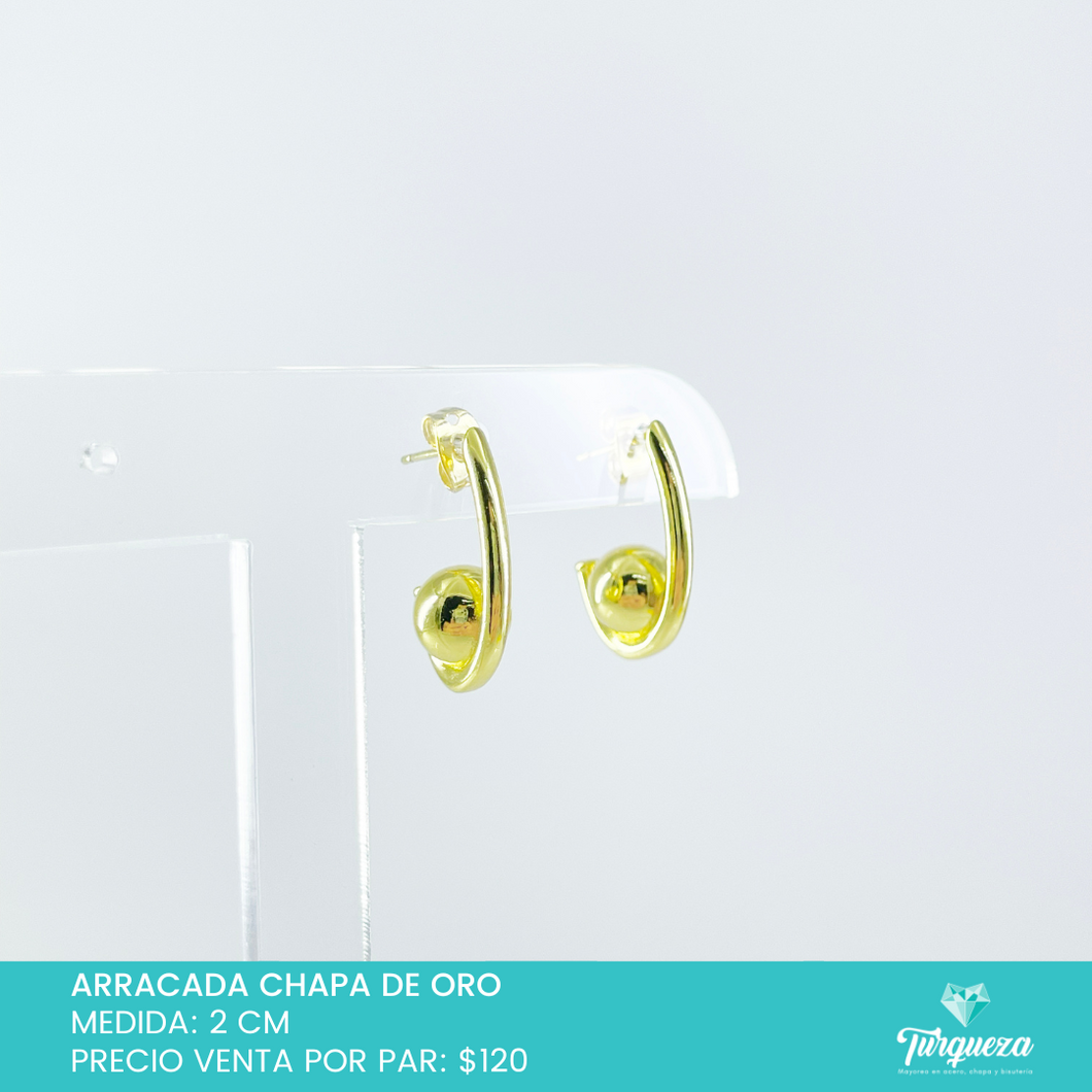 Arete con Esfera Chapa de Oro