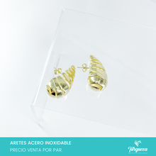 Cargar imagen en el visor de la galería, Aretes Dupes Gota Curly 3.5cm Dorado Acero
