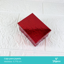 Cargar imagen en el visor de la galería, Caja de Joyería Roja Tornasol Estrellas (5.7*8cm)
