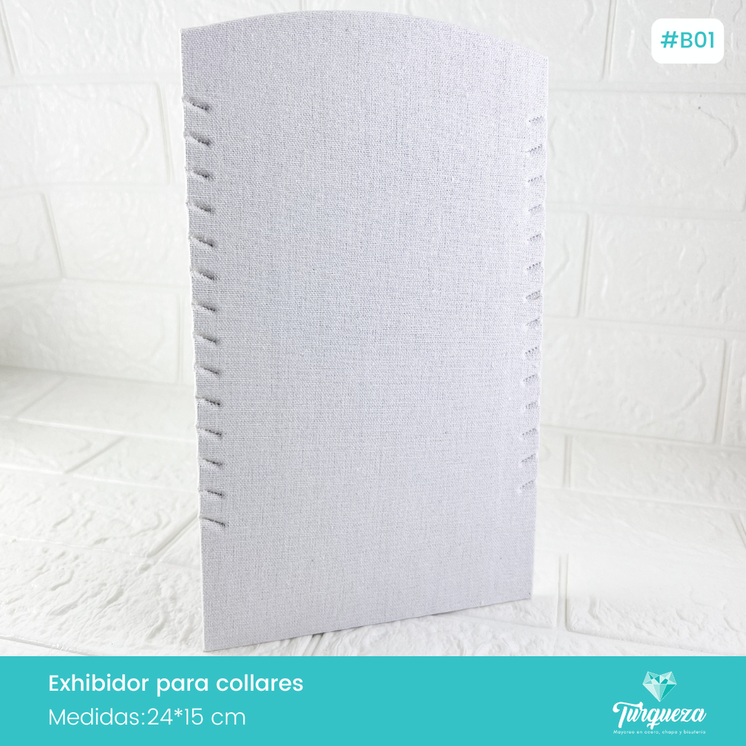 Exhibidor Para Collares Vertical Tela Blanca