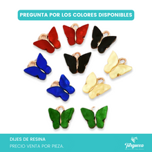 Load image into Gallery viewer, Dije Mariposa Aperlada Colores Fuertes Dorado (1.3x1.3cm) Pewter
