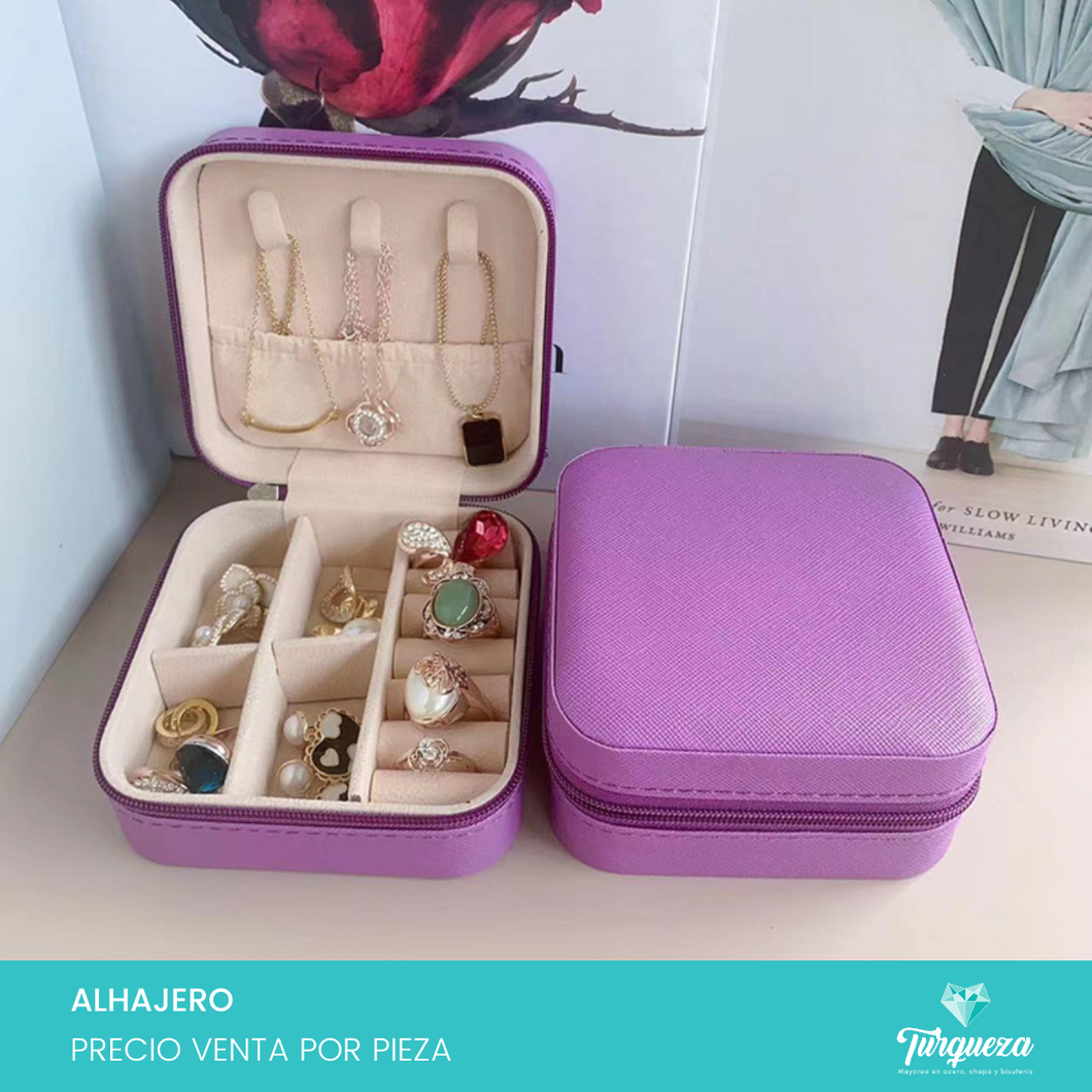 Joyero Vinipiel Morado Mini Estuche Organizadora de Joyería