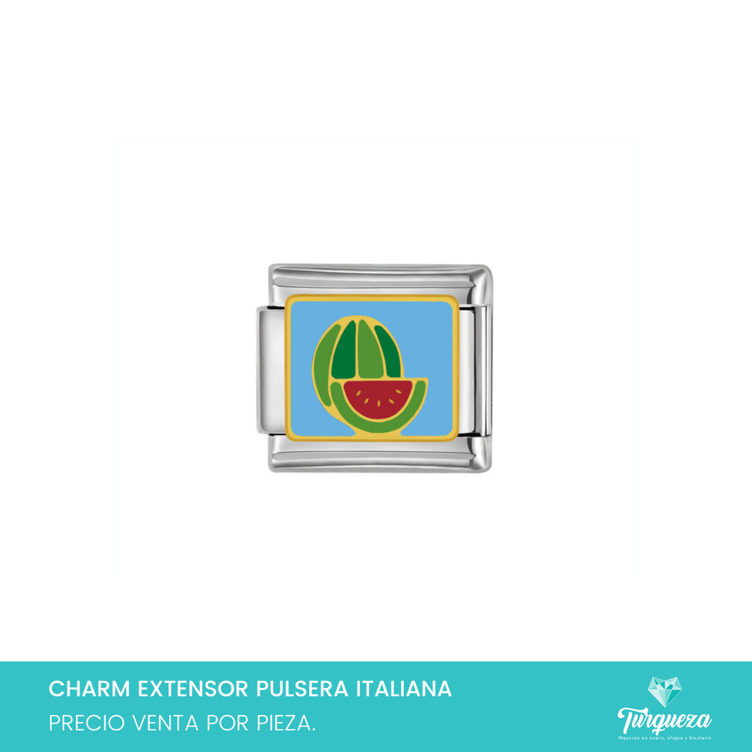 Dije Charm Sandia para Pulsera Tipo Italiana Plateado Acero Inoxidable