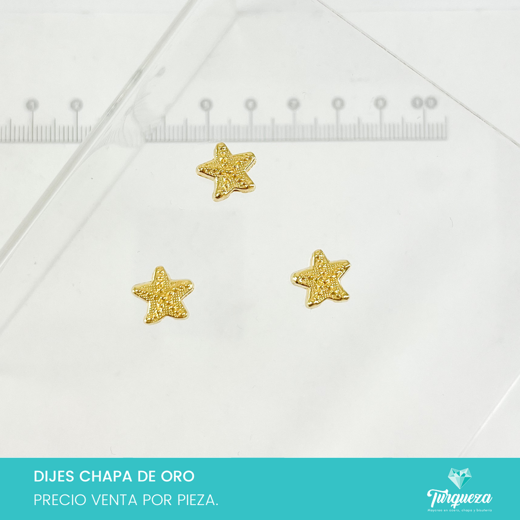 Dije Trasversal Estrella de Mar Chapa de Oro