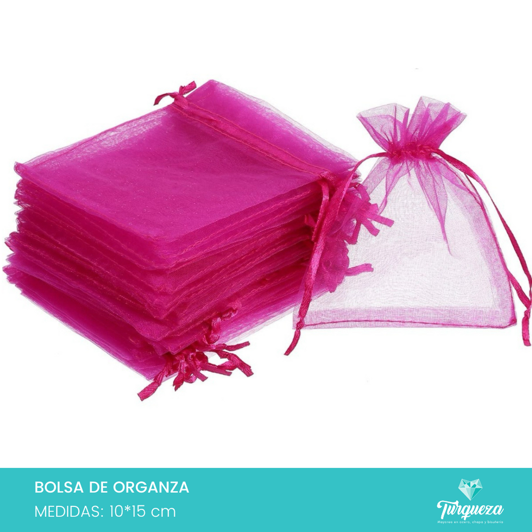 Bolsa de Organza Rosa Fiusha (10pzas 10x15cm)