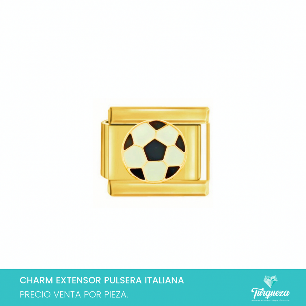 Dije Charm Pelota Futbol para Pulsera Tipo Italiana Acero Inoxidable
