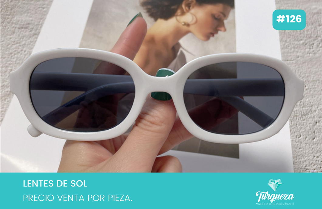 Lentes de Sol Clásicos Redondeados Blanco #126