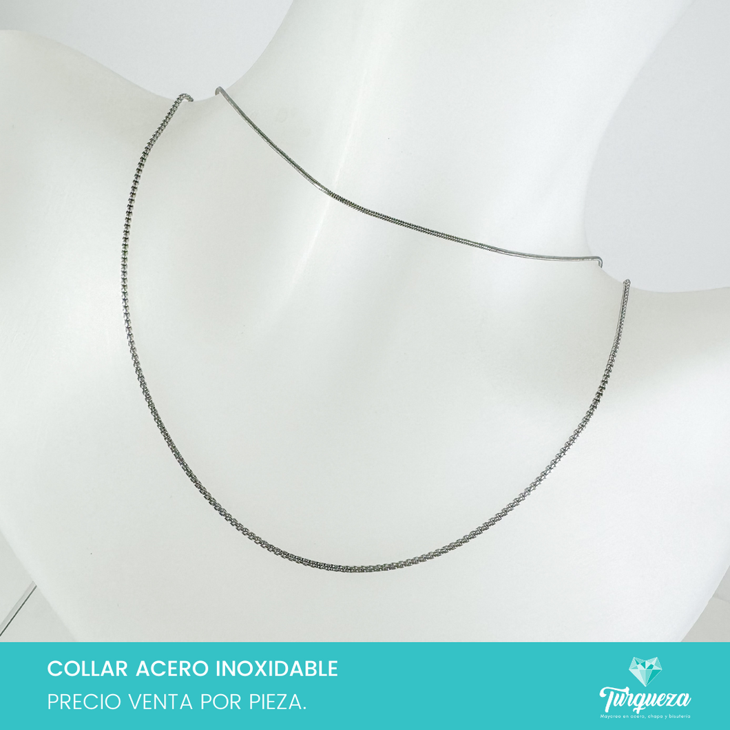 Collar Doble Cadena Tubulares Mini Plateado Acero Inoxidable