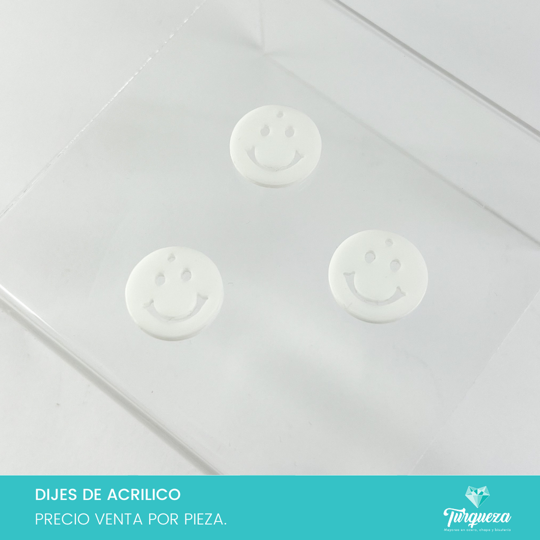 Dije Cara Feliz Blanca (2cm) Acrilico