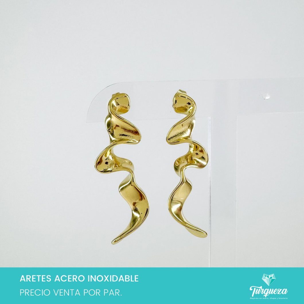 Arete Curvos Dorado 5cm Acero Inoxidable