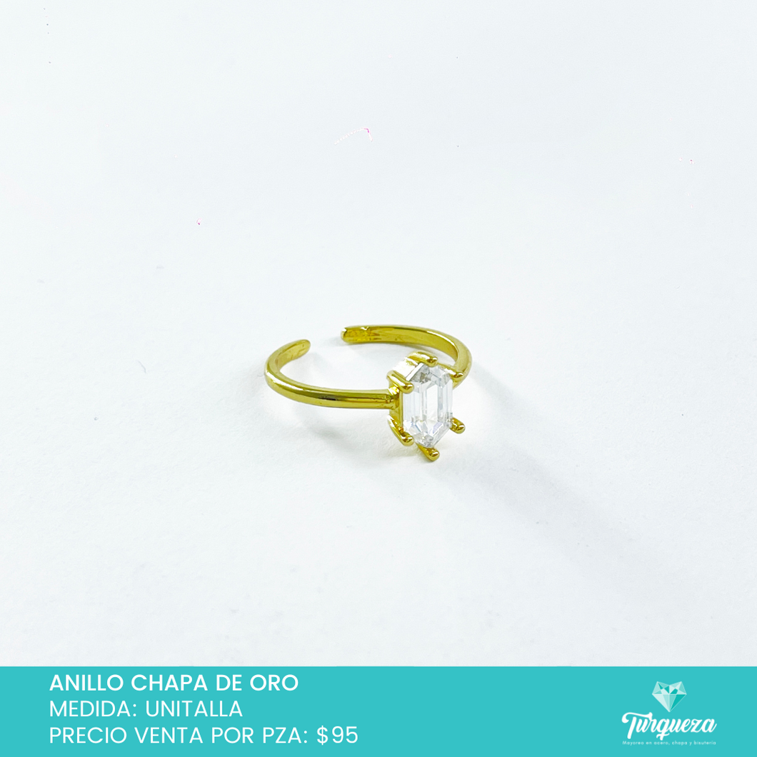 Anillo con Rombo de Zirconia Chapa de Oro