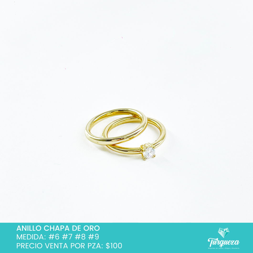 Anillo Doble Con Zirconia Chapa de Oro