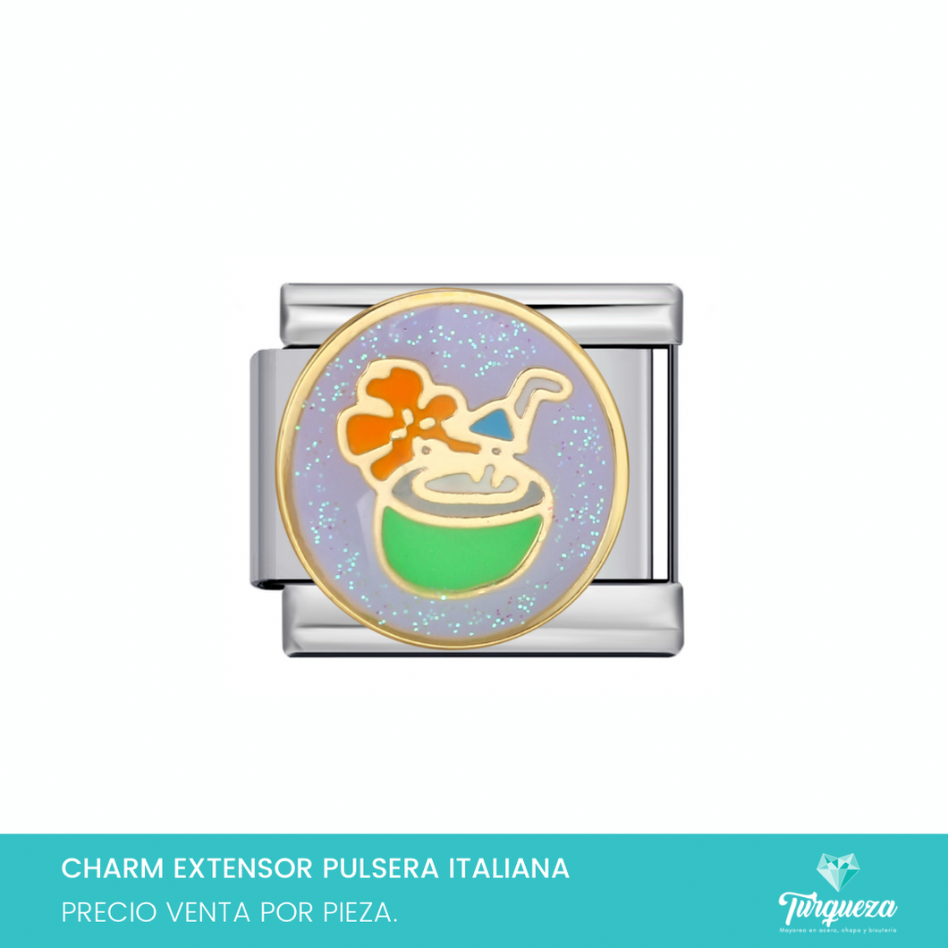 Dije Charm Coco para Pulsera Tipo Italiana Plateado Acero Inoxidable