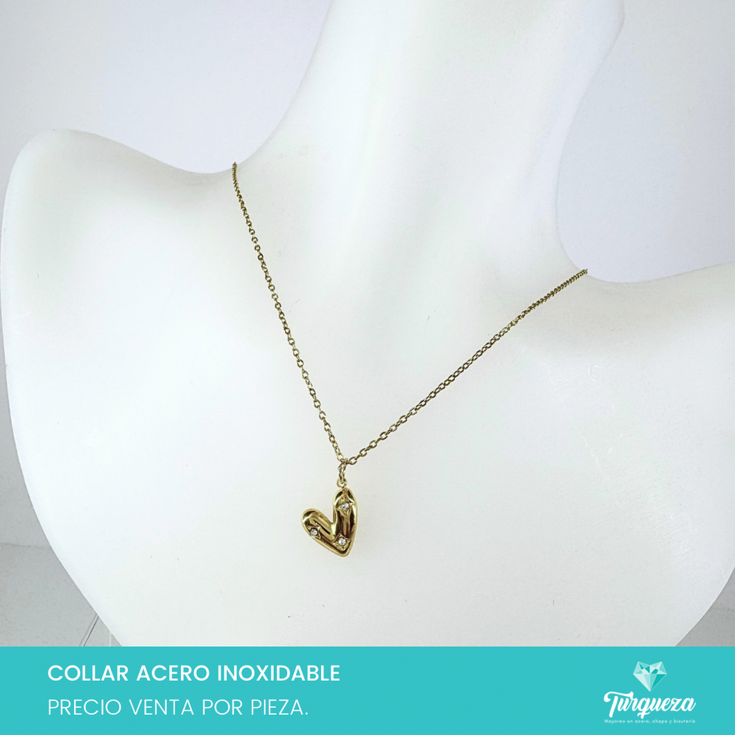 Collar Corazon Dorado Acero Inoxidable