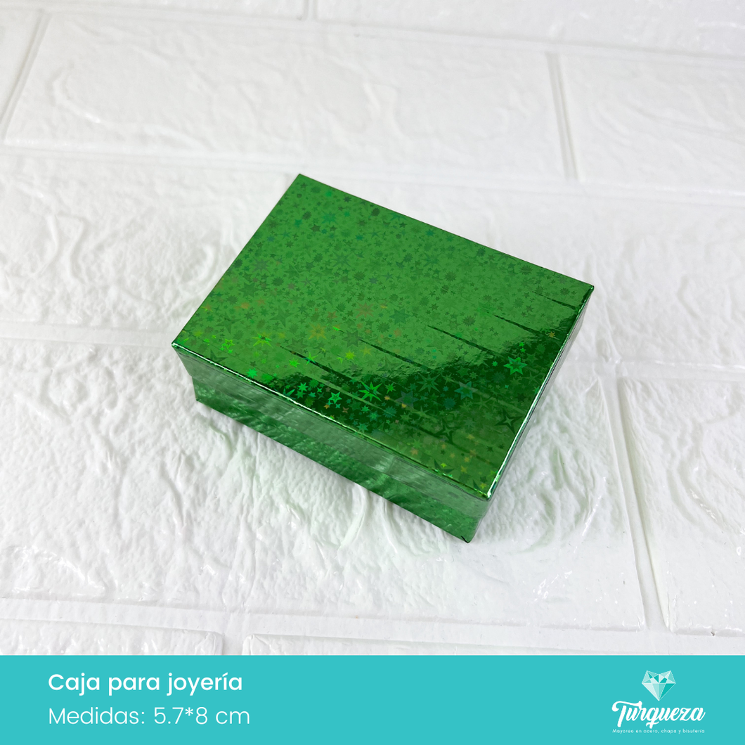 Caja de Joyería Verde Tornasol Estrellas (5.7*8cm)