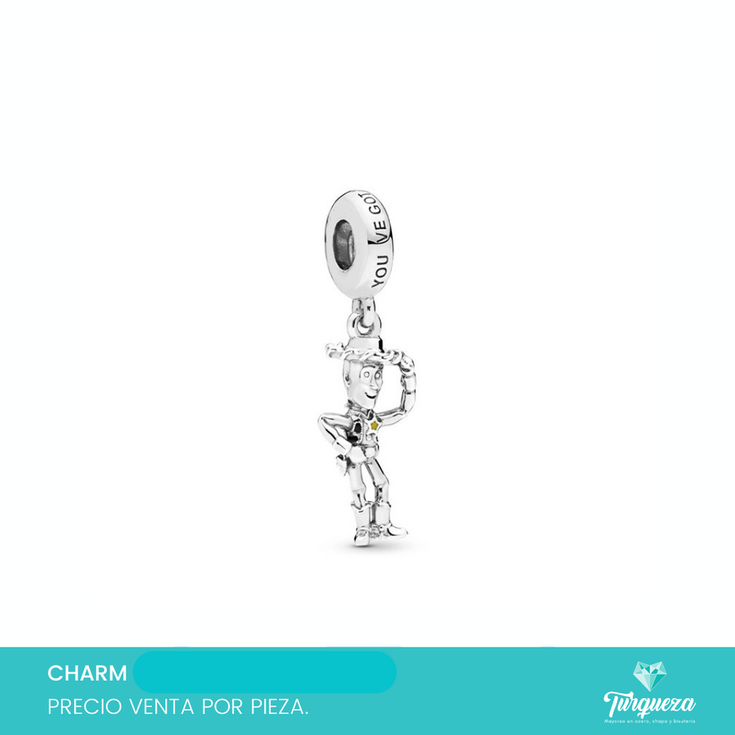 Dije Charm Caricatura Vaquero Tipo Pand Plateado