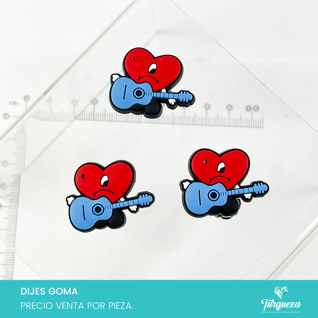 Dije Bad Bun ny Corazon Guitarra (2.5x3cm) Goma