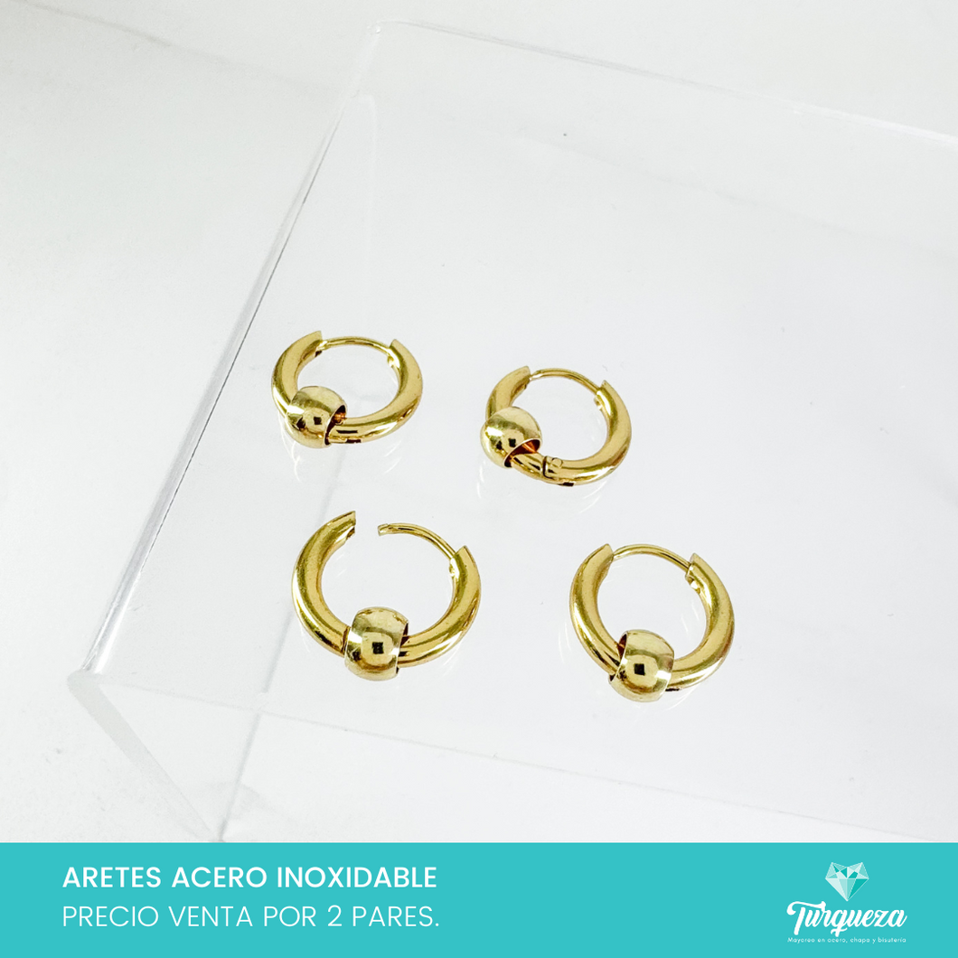 Arete Hoops 2 pack Dorado Acero Inoxidable