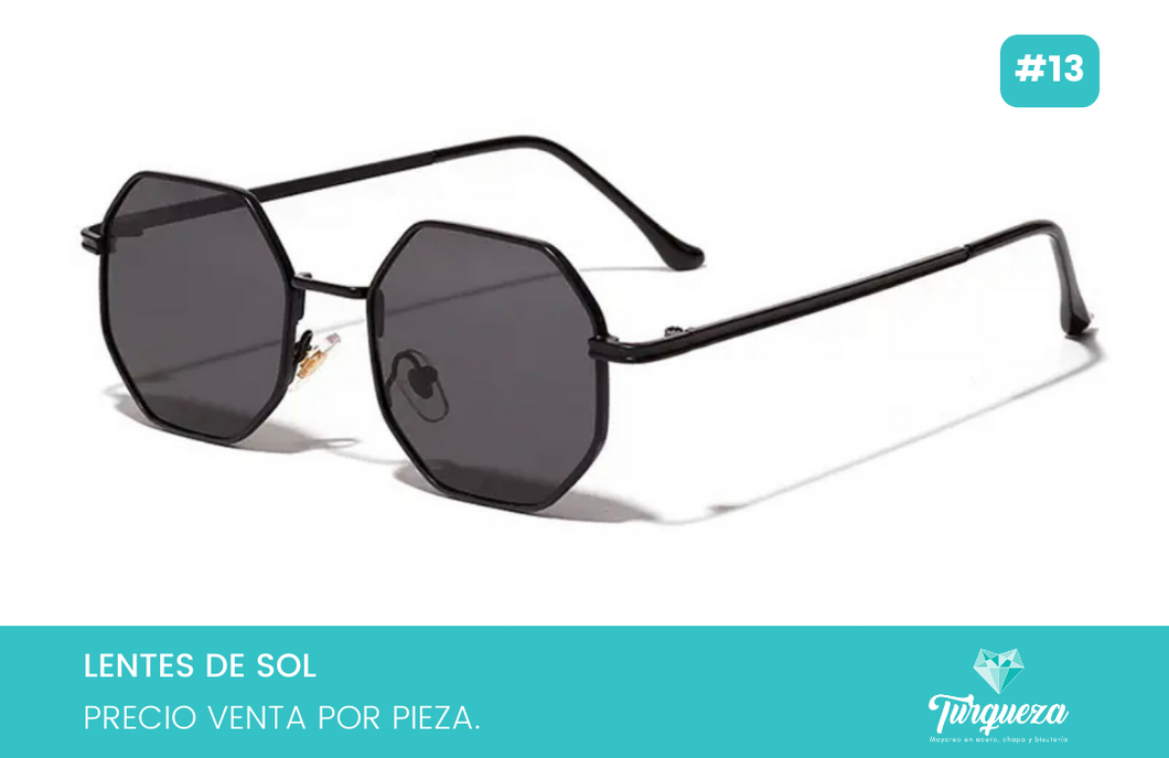 Lentes de Sol Octagonales Negros #13