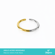 Cargar imagen en el visor de la galería, Anillo Liso Bitono Acero Inoxidable
