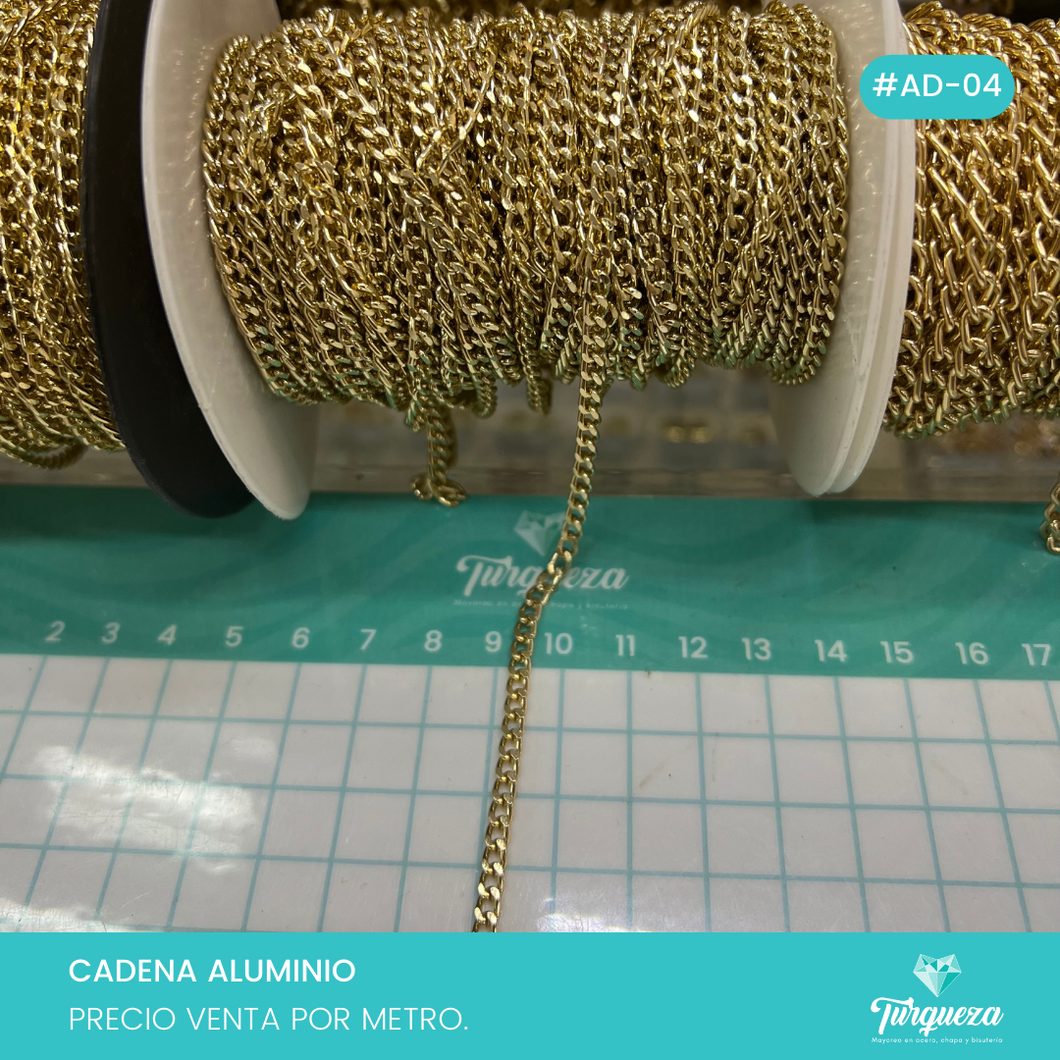 Cadena Barbada Dorado 3mm #AD-04 (Venta por metro) Aluminio