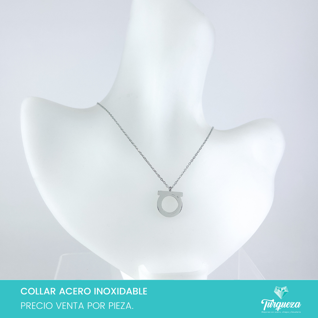 Collar Dupe F Plateado Acero Inoxidable