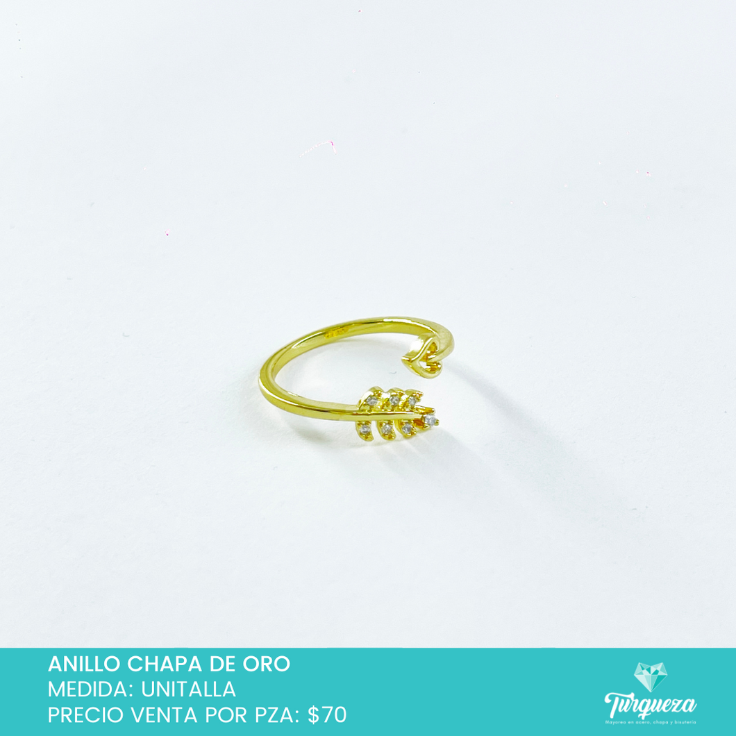 Anillo Hojas Pequeñas Chapa de Oro