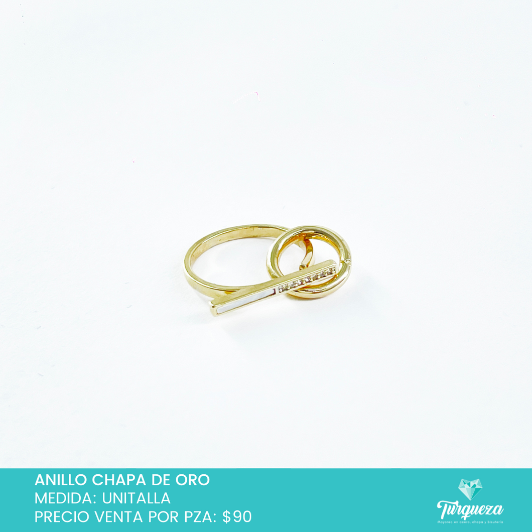 Anillo Engarzado Chapa de Oro