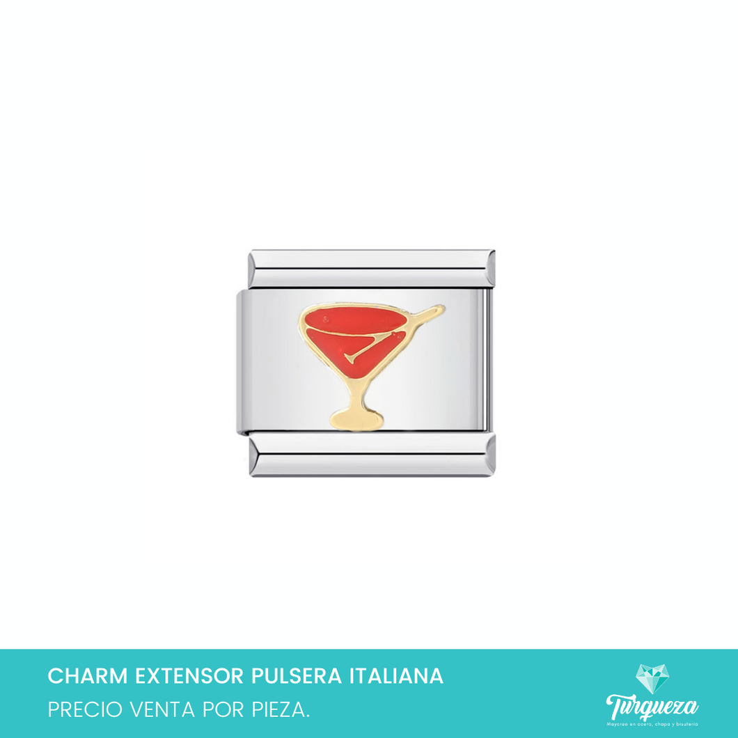 Dije Charm Martini para Pulsera Tipo Italiana Plateado Acero Inoxidable