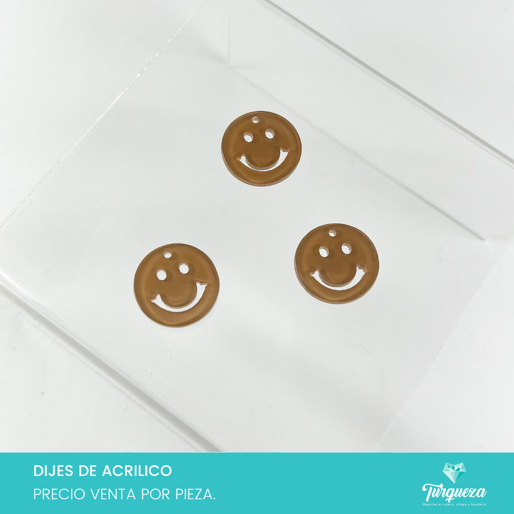 Dije Cara Feliz Cafe (2cm) Acrilico