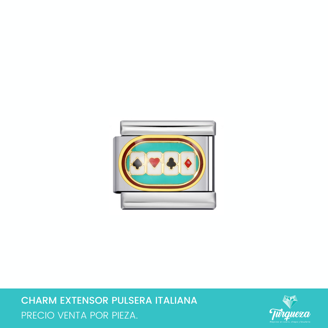 Dije Charm Casino para Pulsera Tipo Italiana Plateado Acero Inoxidable