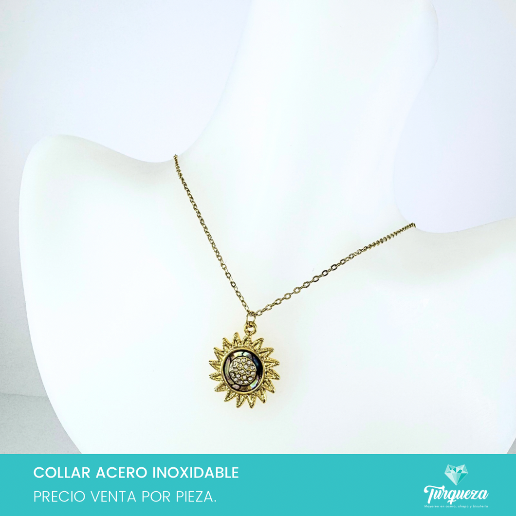 Collar Sol Abulon Dorado Acero Inoxidable