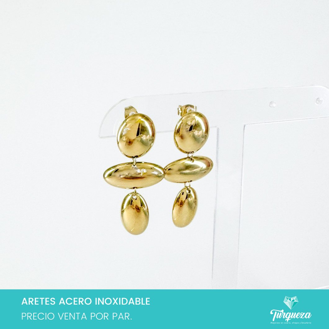 Arete Triple Dorado 4cm Acero Inoxidable