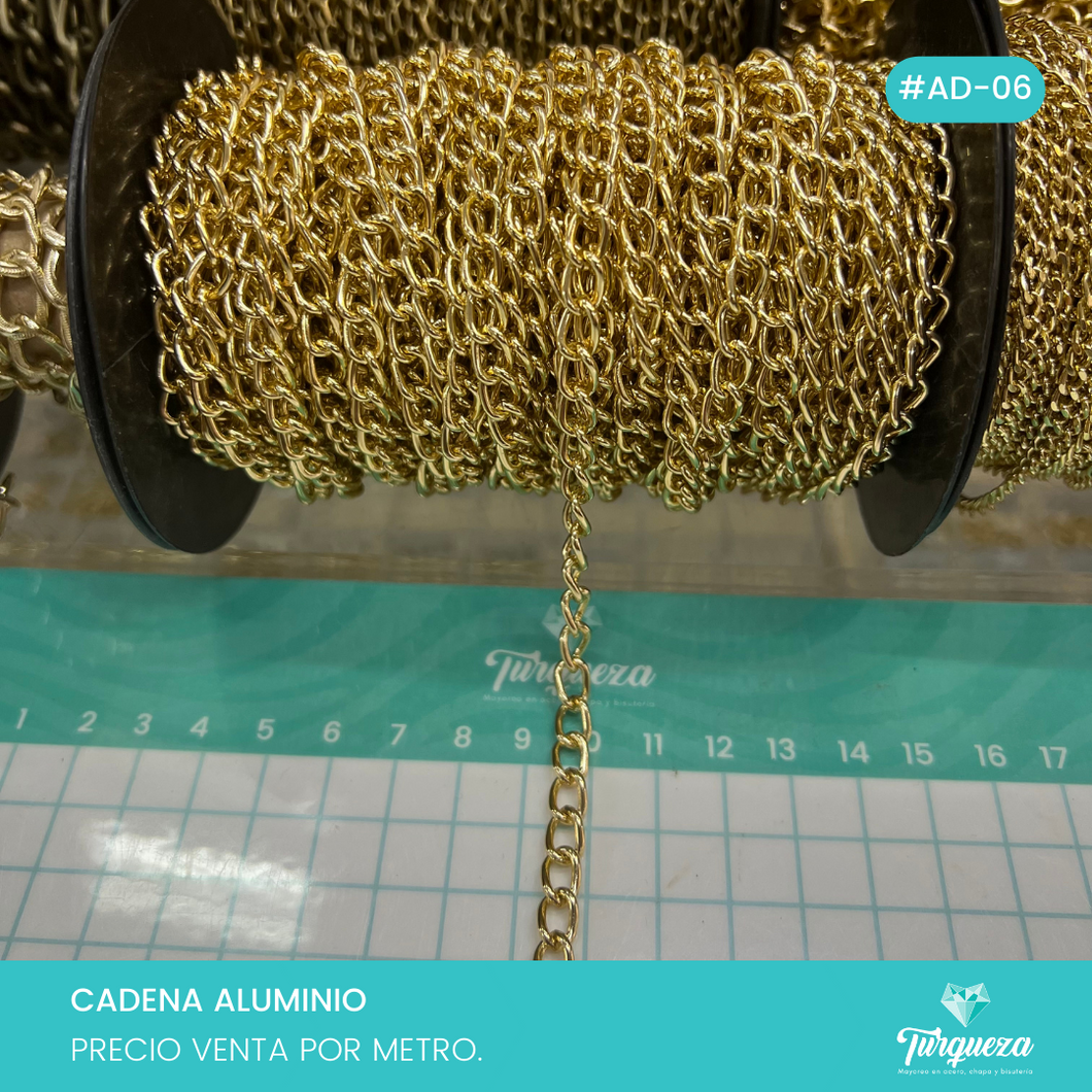 Cadena Barbada Alargada Dorado 5mm #AD-06 (Venta por metro) Aluminio